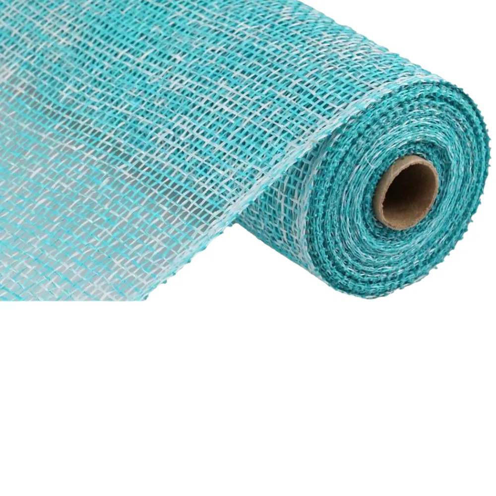 10" Turquoise White Two Tone Poly Burlap Mesh RP8155M3