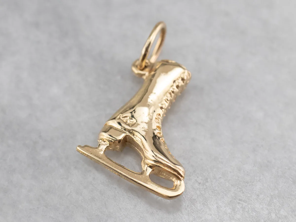 14K Yellow Gold Ice Skate Charm