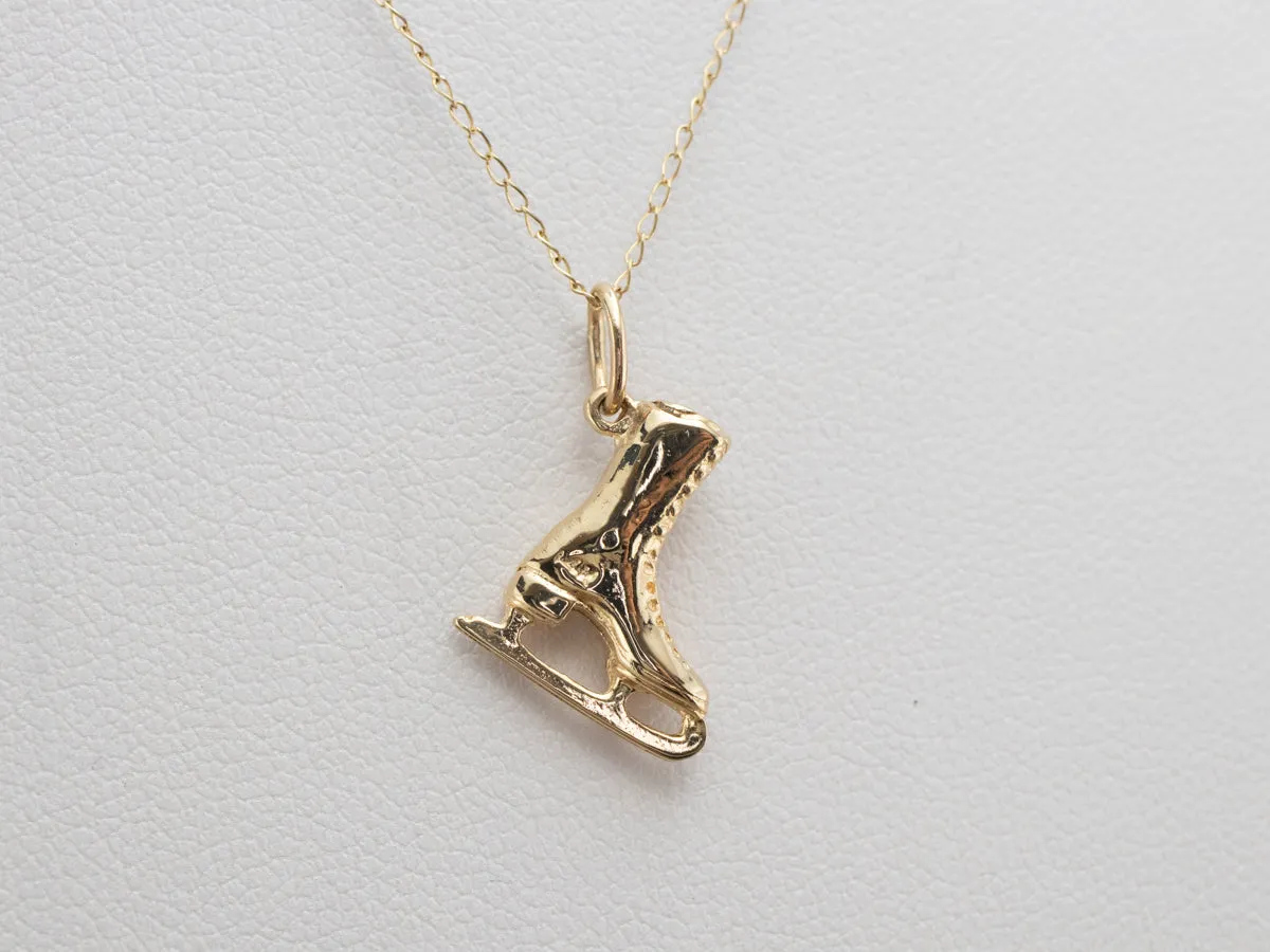 14K Yellow Gold Ice Skate Charm