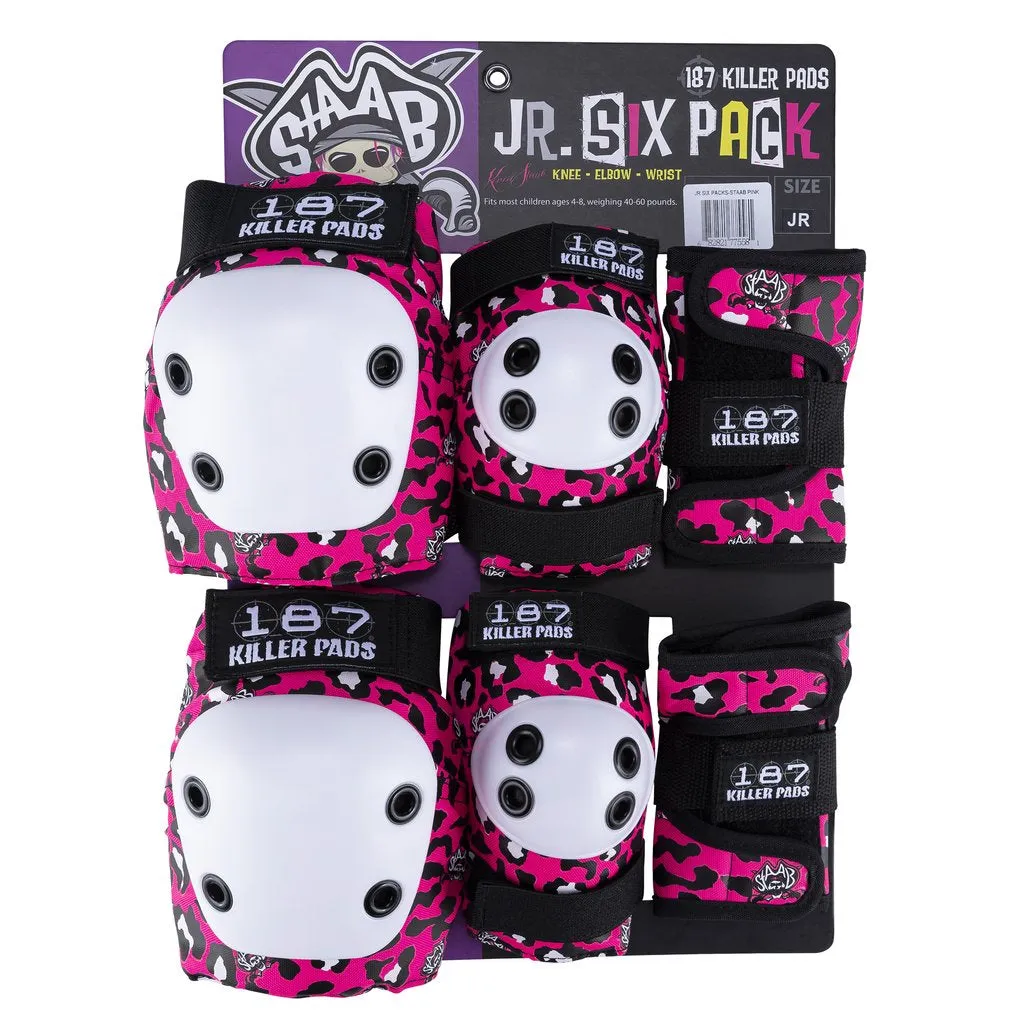 187 Junior Six Pack Skateboard Pads - Staab Pink