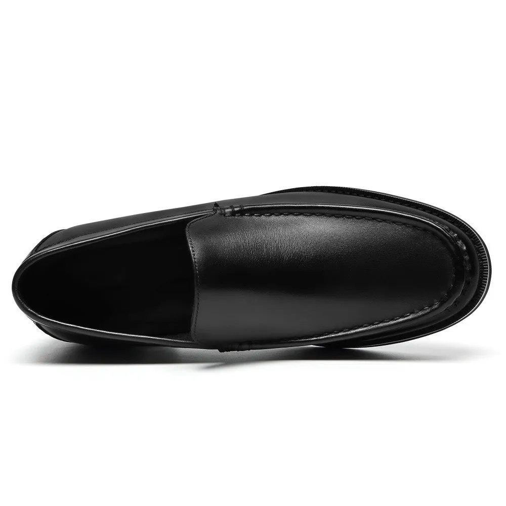 5 CM/1.95 Inches CMR CHAMARIPA Men's Black Leather Slip-On Elevator Shoes