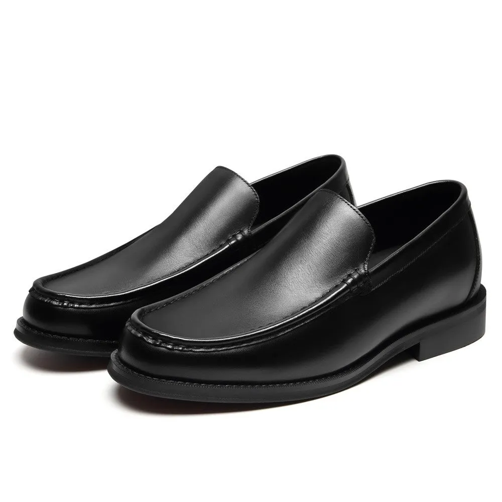 5 CM/1.95 Inches CMR CHAMARIPA Men's Black Leather Slip-On Elevator Shoes