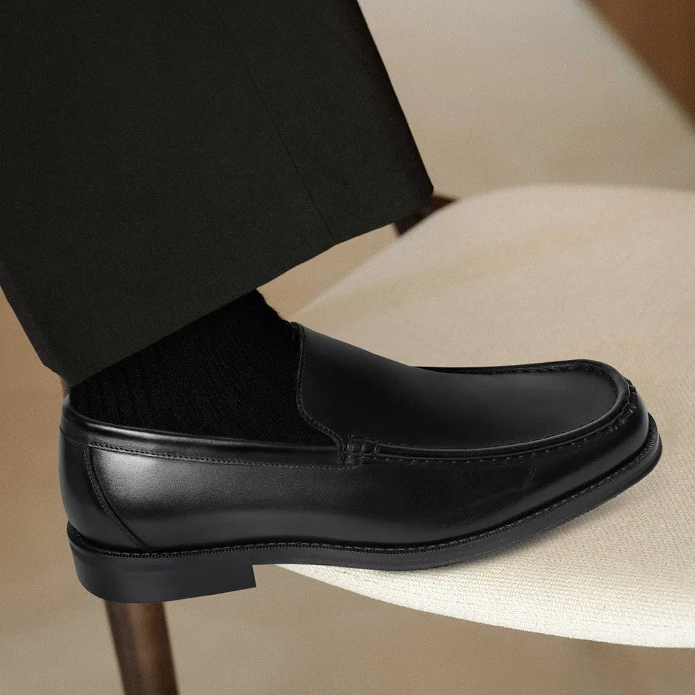 5 CM/1.95 Inches CMR CHAMARIPA Men's Black Leather Slip-On Elevator Shoes