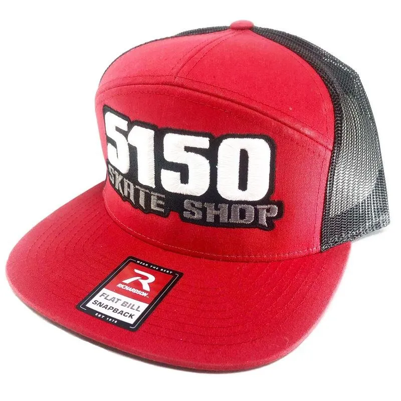 5150 Skate Shop #A1 Flat Bill Mesh Back White/Black/Silver/Red Hat