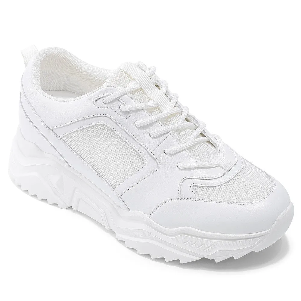 8 CM / 3.15 Inches CMR CHAMARIPA Handcrafted Height Increasing Sneakers for Men - White Sneakers