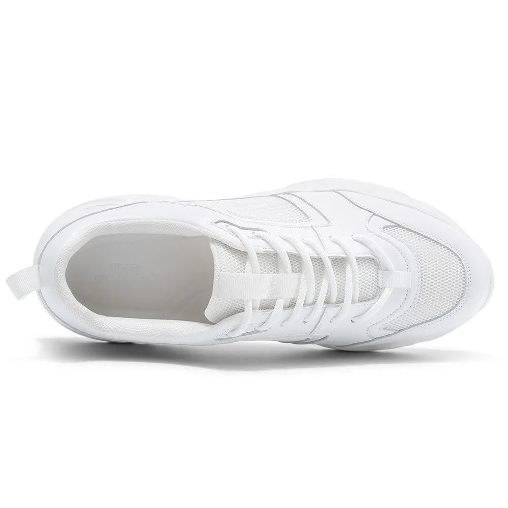 8 CM / 3.15 Inches CMR CHAMARIPA Handcrafted Height Increasing Sneakers for Men - White Sneakers