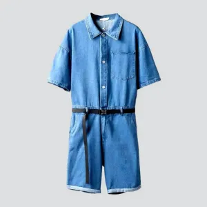 90s light-wash men's denim jumpsuit