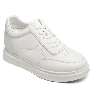 9CM / 3.54 Inches CMR CHAMARIPA Men's White Leather Elevator Shoes