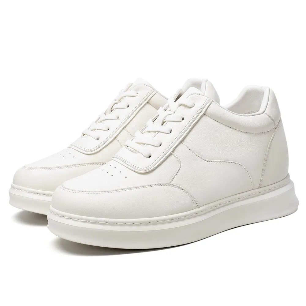 9CM / 3.54 Inches CMR CHAMARIPA Men's White Leather Elevator Shoes