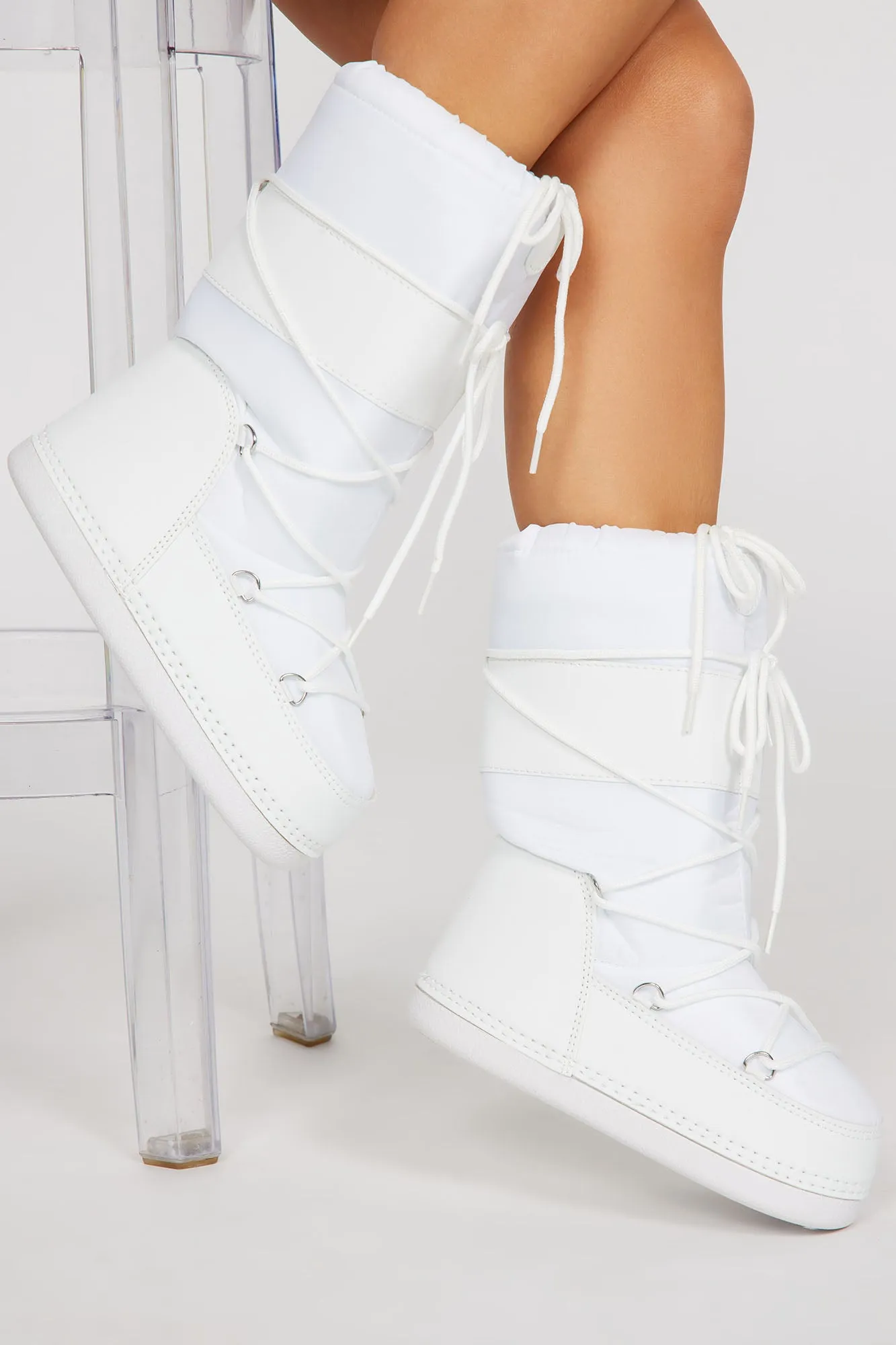 A New Direction Knee High Boots - White