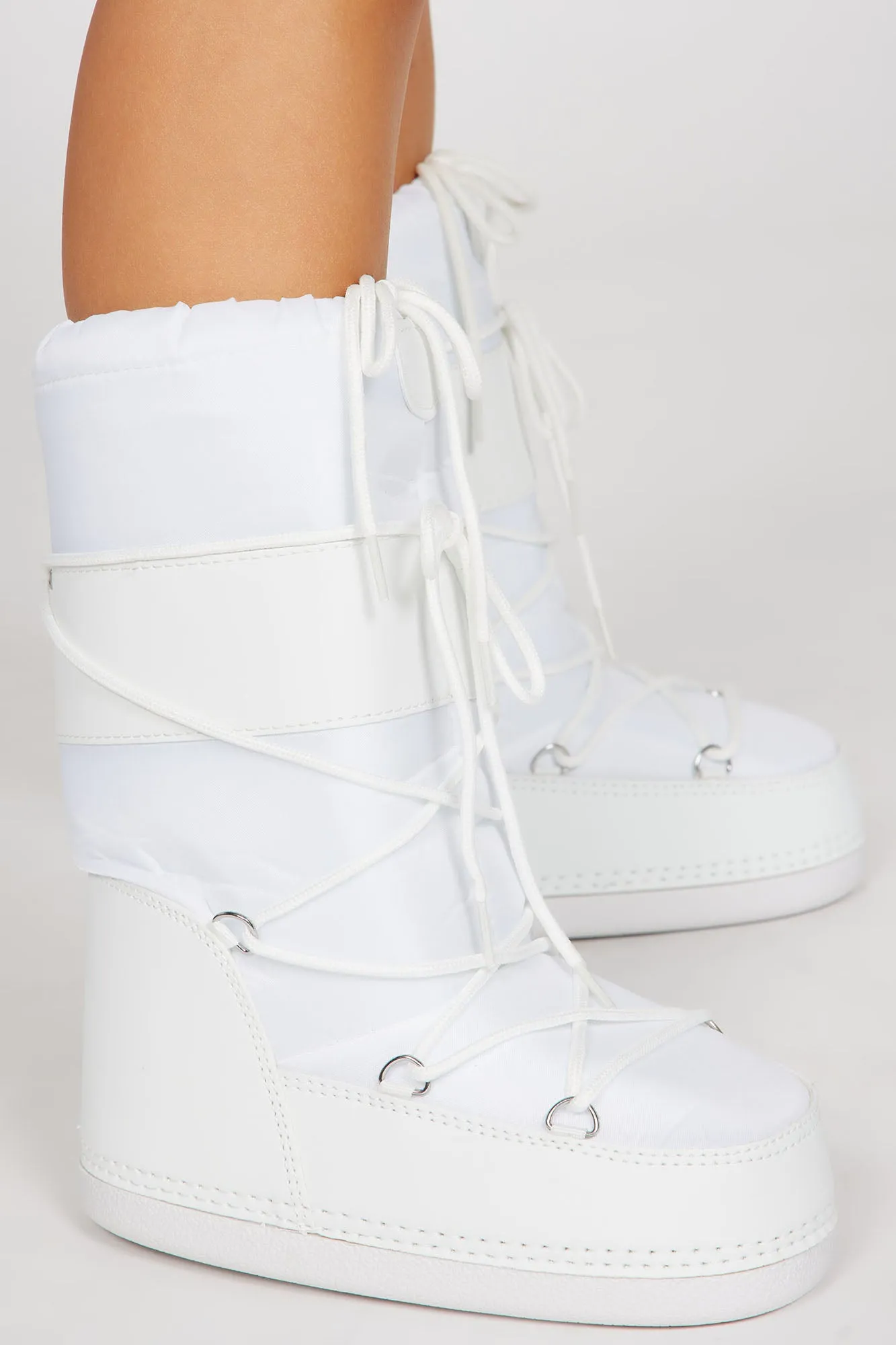 A New Direction Knee High Boots - White