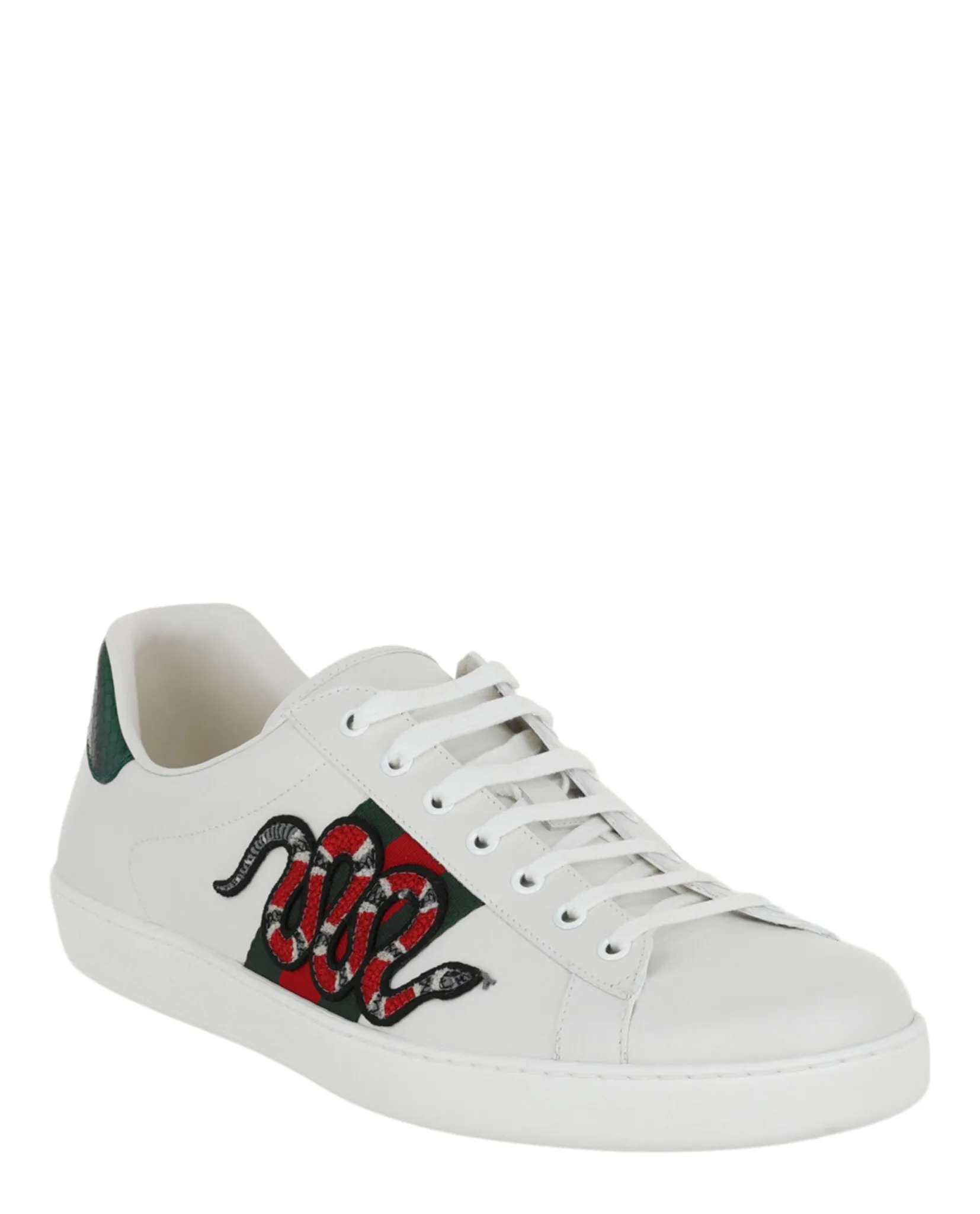 Ace Embroidered Snake Low-Top Sneakers