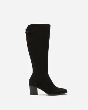 Adie Knee High Boots in Black Suede