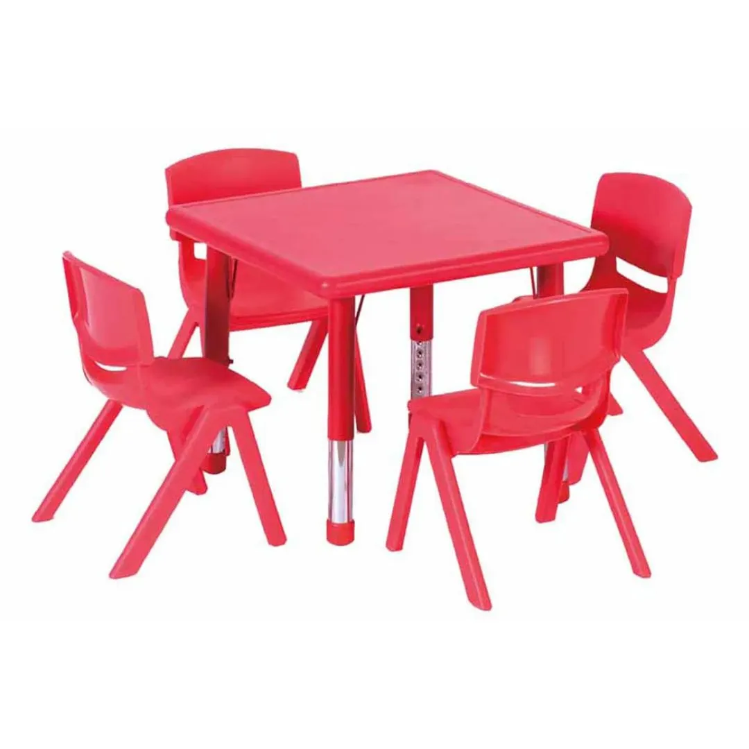 Adjustable Square Polyethylene Table & 4 x 30cm Chairs