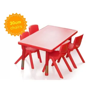 Adjustable Square Polyethylene Table & 4 x 30cm Chairs