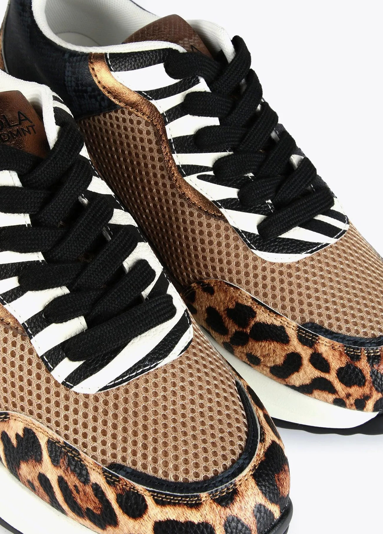 Animal print mesh sneakers