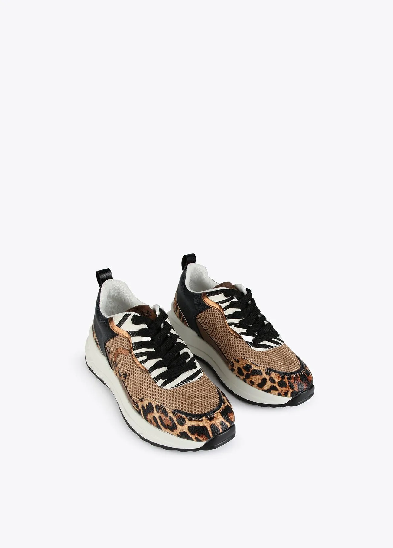 Animal print mesh sneakers