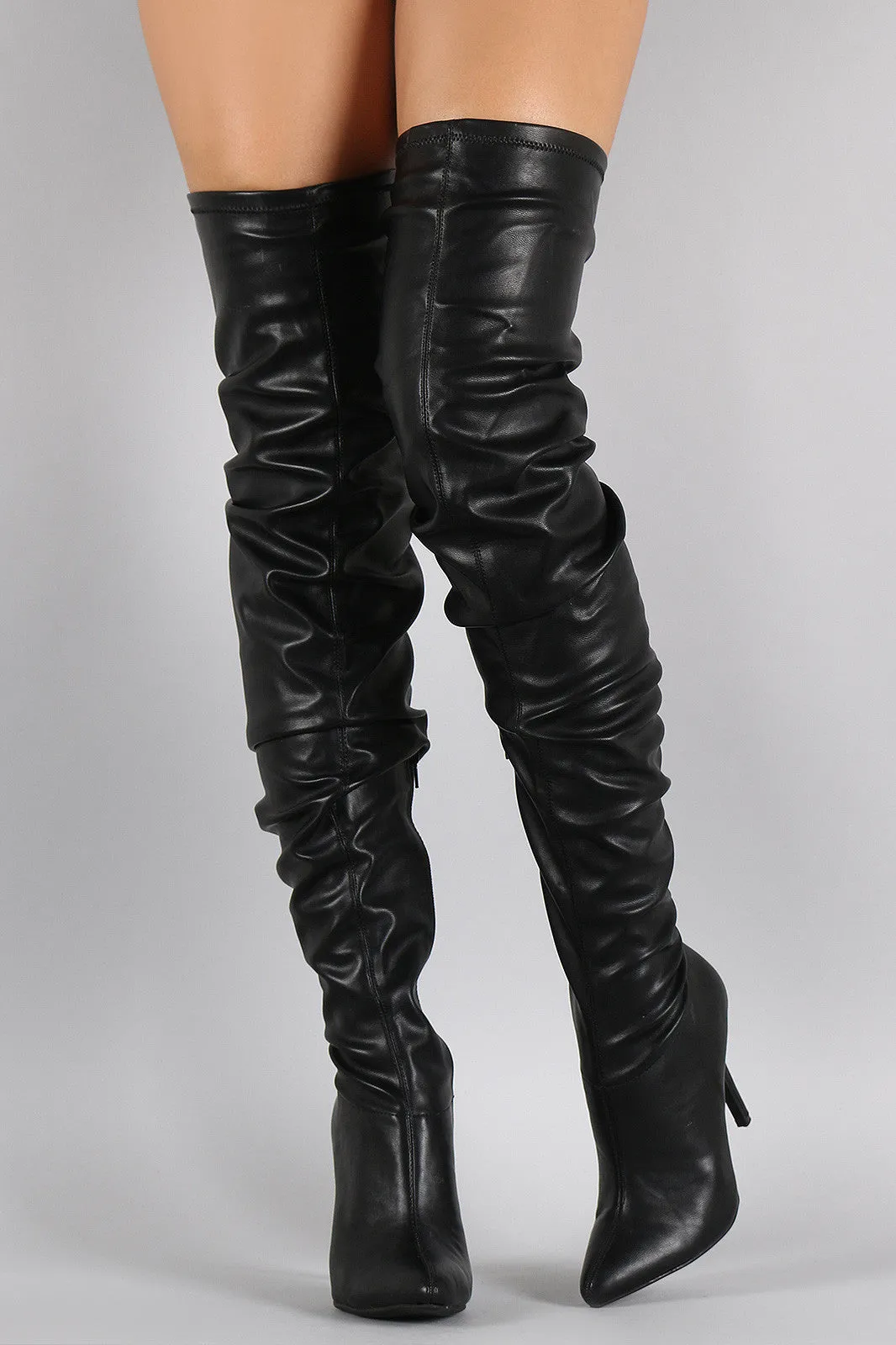 Anne Michelle Slouchy Pointy Toe Over-The-Knee Stiletto Boots