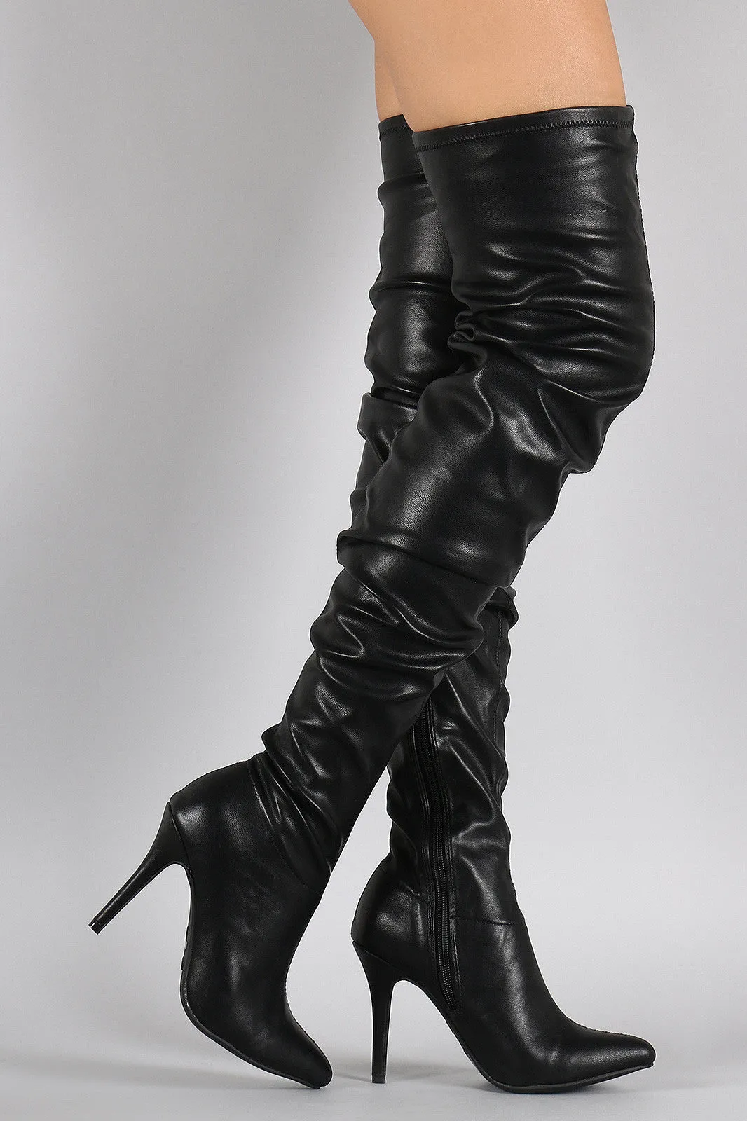 Anne Michelle Slouchy Pointy Toe Over-The-Knee Stiletto Boots