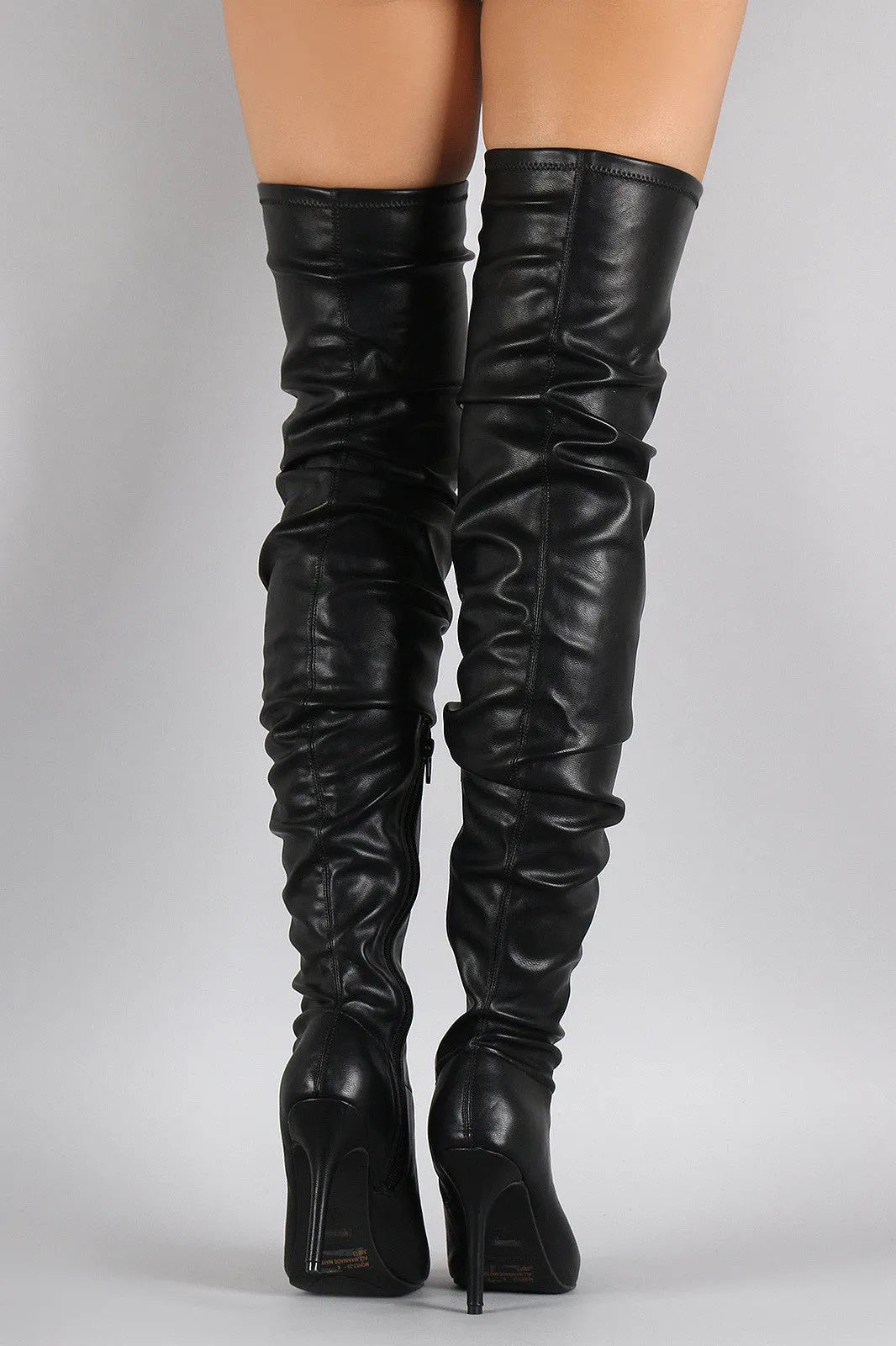 Anne Michelle Slouchy Pointy Toe Over-The-Knee Stiletto Boots