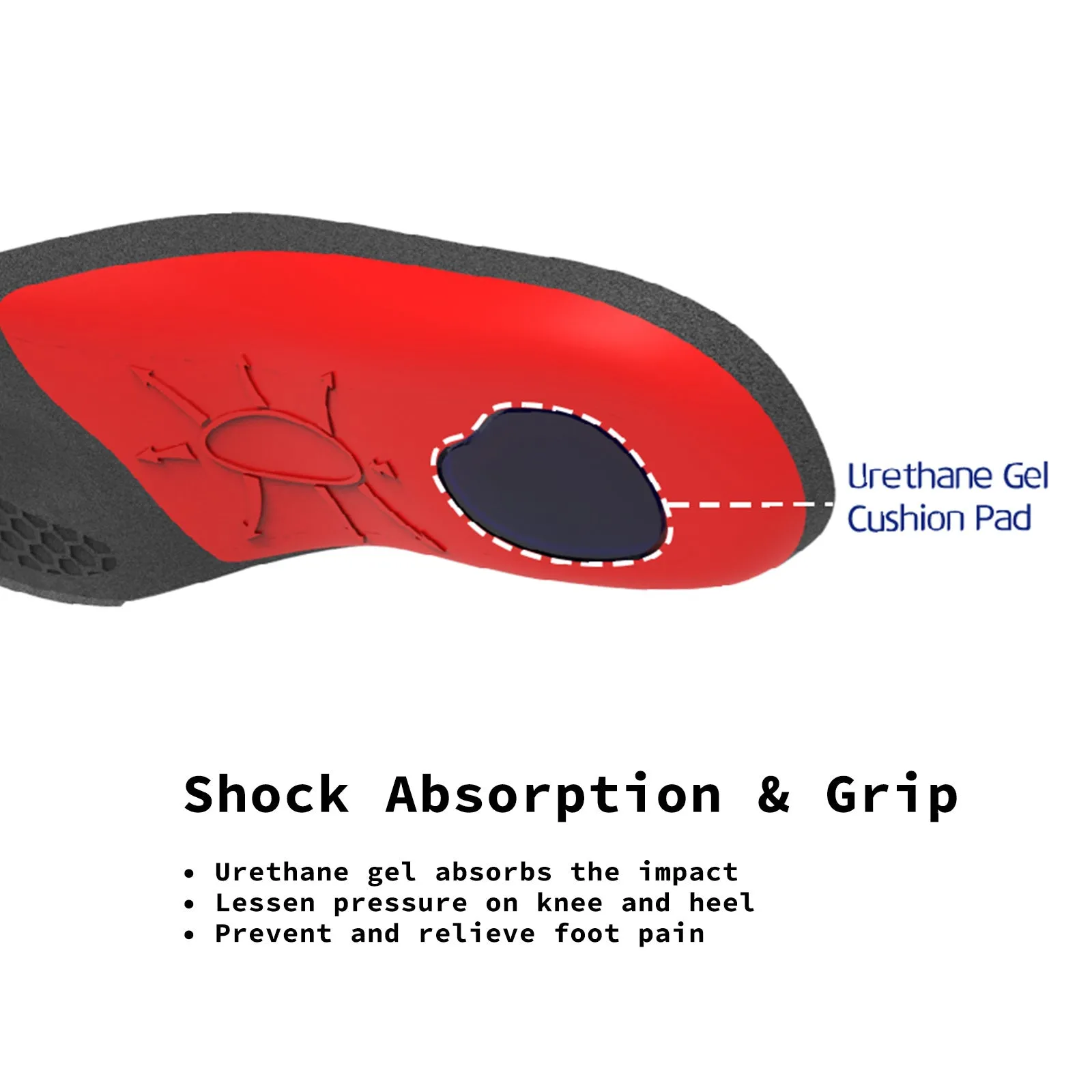 Arch Support Insoles, Shock Absorption, 4X Pair, Bibal