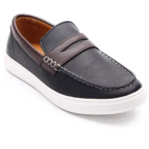 Aston Marc Mens Faux Leather Wedge Boat Shoes