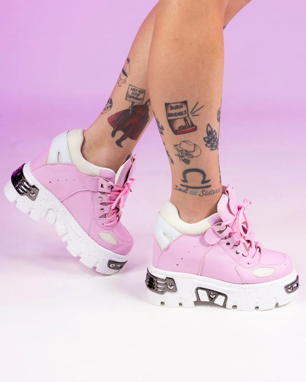 Baby Pink Guava Wedge Sneakers