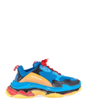 Balenciaga Triple S Mesh & Leather Sneakers Blue/Orange