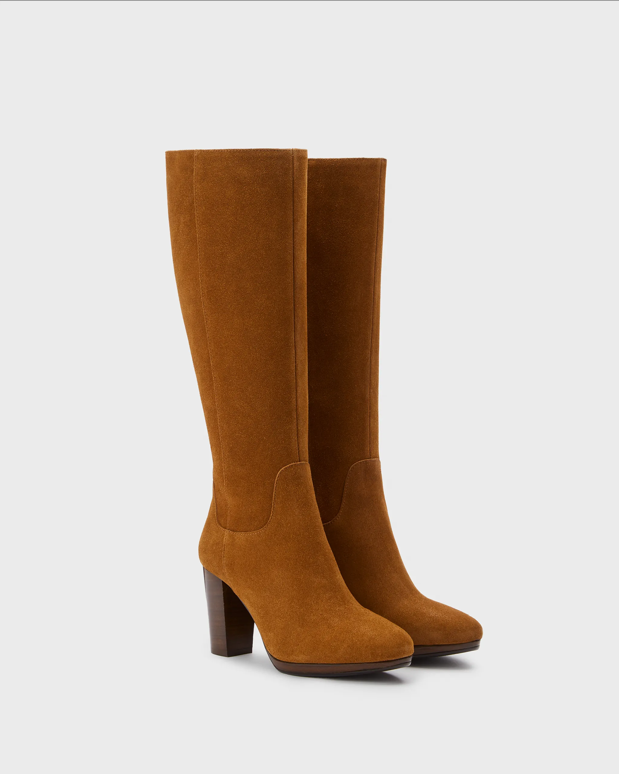 Belmore Knee High Boots in Tan Suede