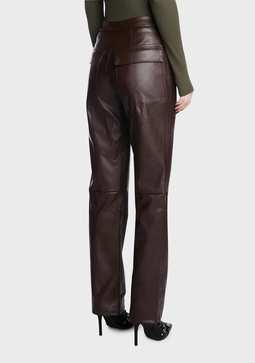 Belva High Waist Faux Leather Trousers