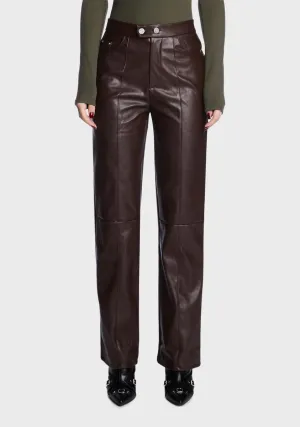 Belva High Waist Faux Leather Trousers