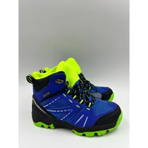 Big Kid Size 1, High Top Blue Hikers w/ Neon Accents, Rubber Toe Cap and Heel