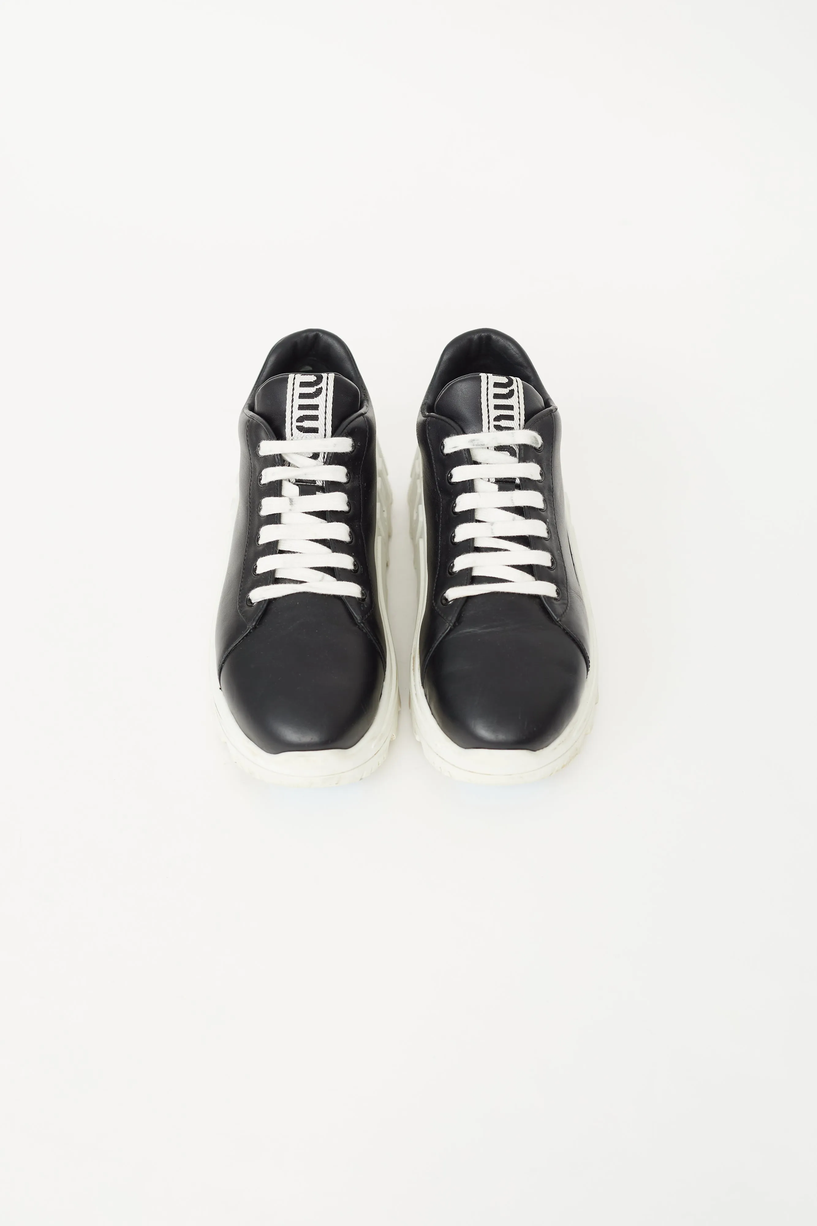 Black & White Leather Platform Sneaker