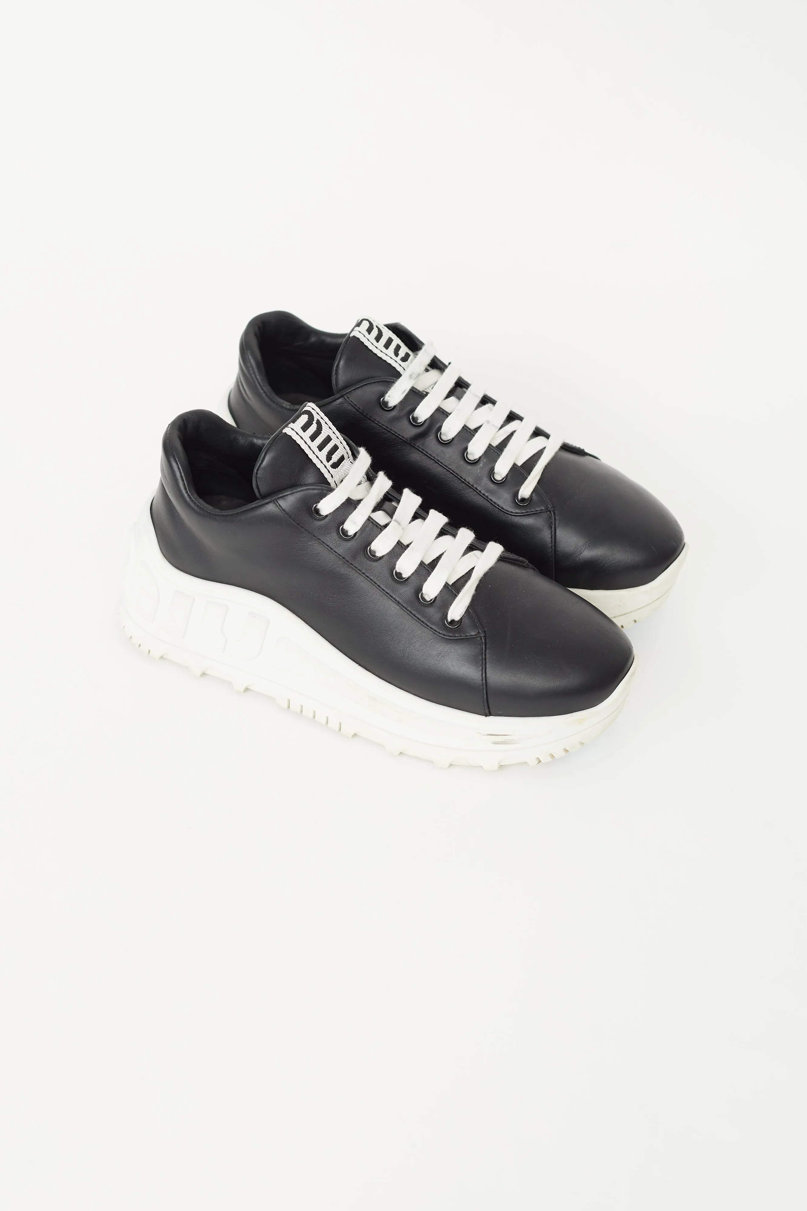 Black & White Leather Platform Sneaker