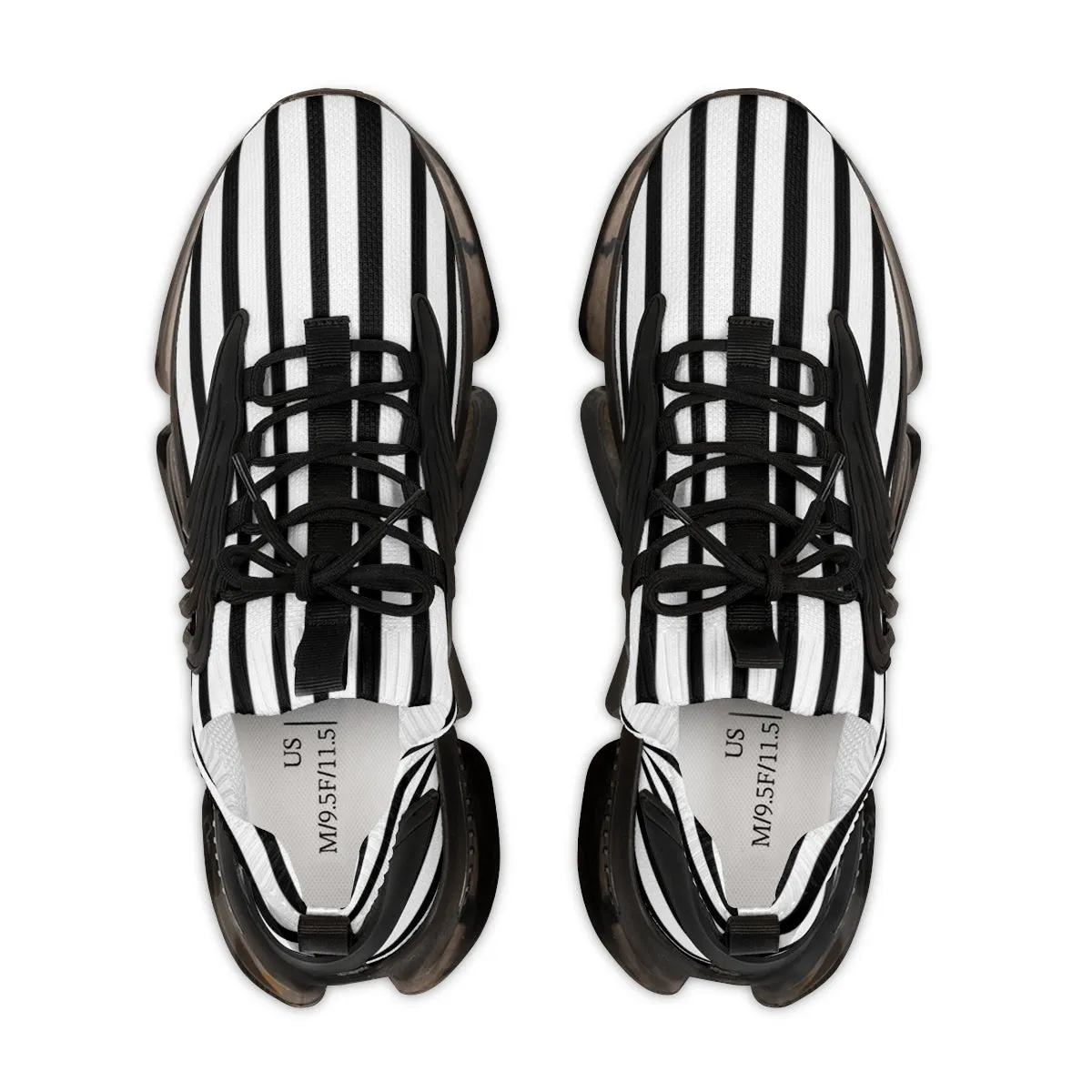 Black Striped Print Men's Shoes, Best Comfy Men's Mesh Sports Sneakers Shoes (US Size: 5-12)