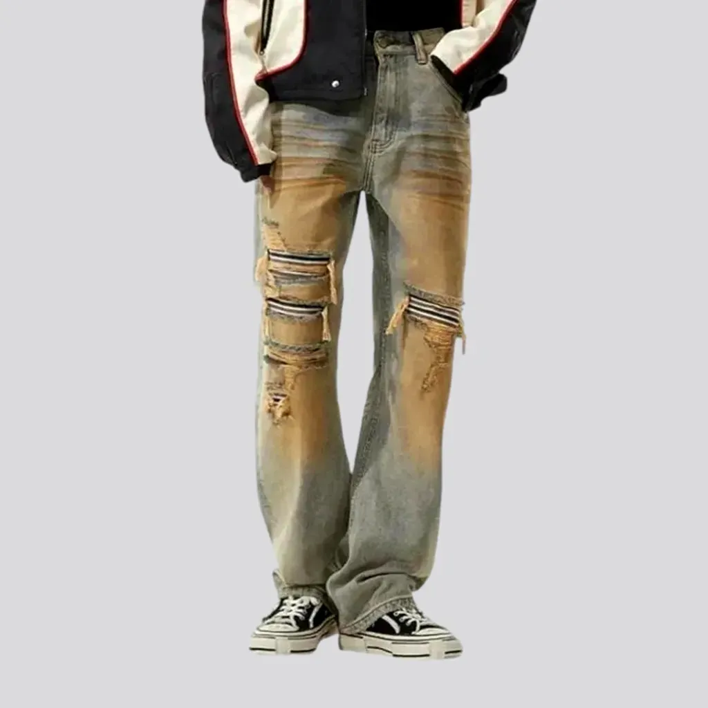 Boho style men's jeans