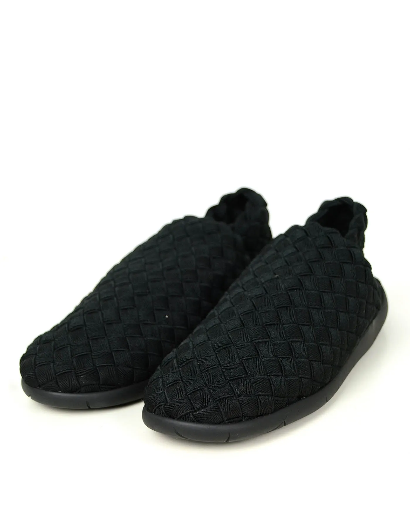 Bottega Veneta NEW Black Elastic Intrecciato Plat Slip on Sneakers sz 40