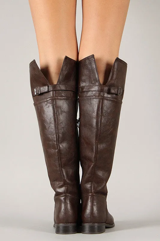 Breckelle Buckle Round Toe Riding Thigh High Boot