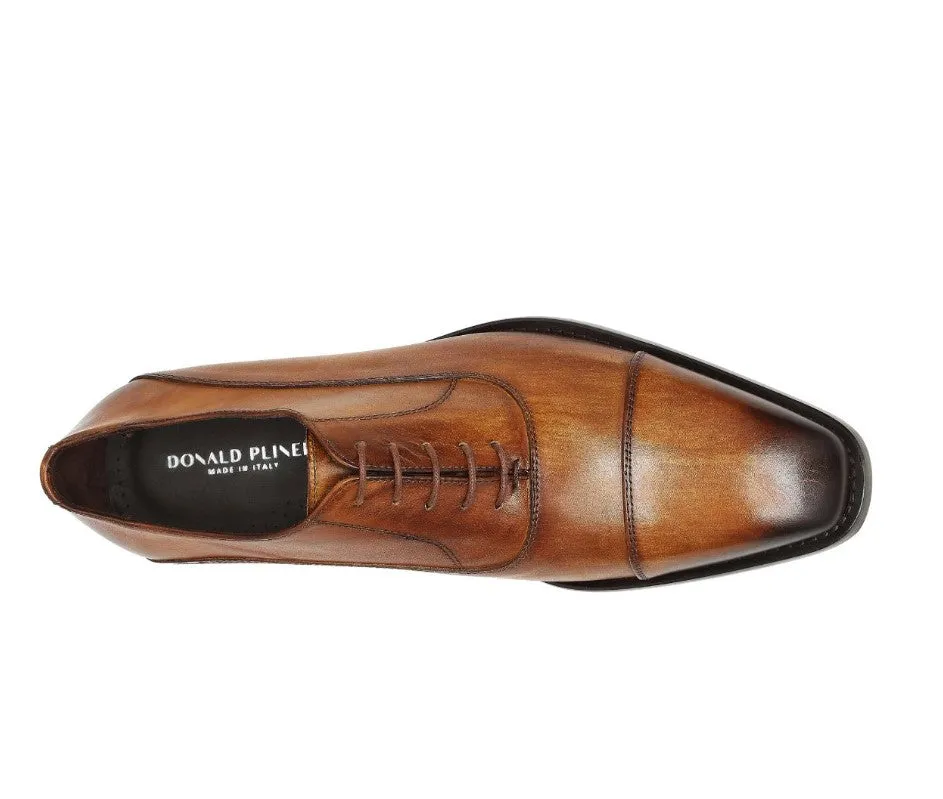 Burnished Leather Cap-Toe Oxfords - Cognac