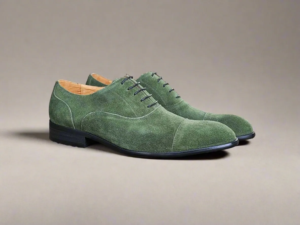 Cap Toe Suede Lace-up Shoe