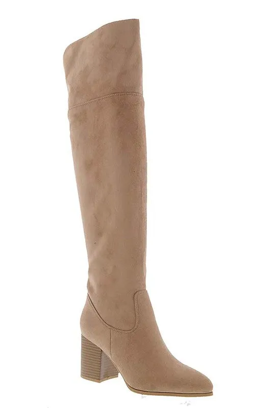 Casual Knee High Boots in Black and Taupe