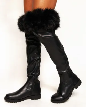 Cat Walk Furry Knee High Boots