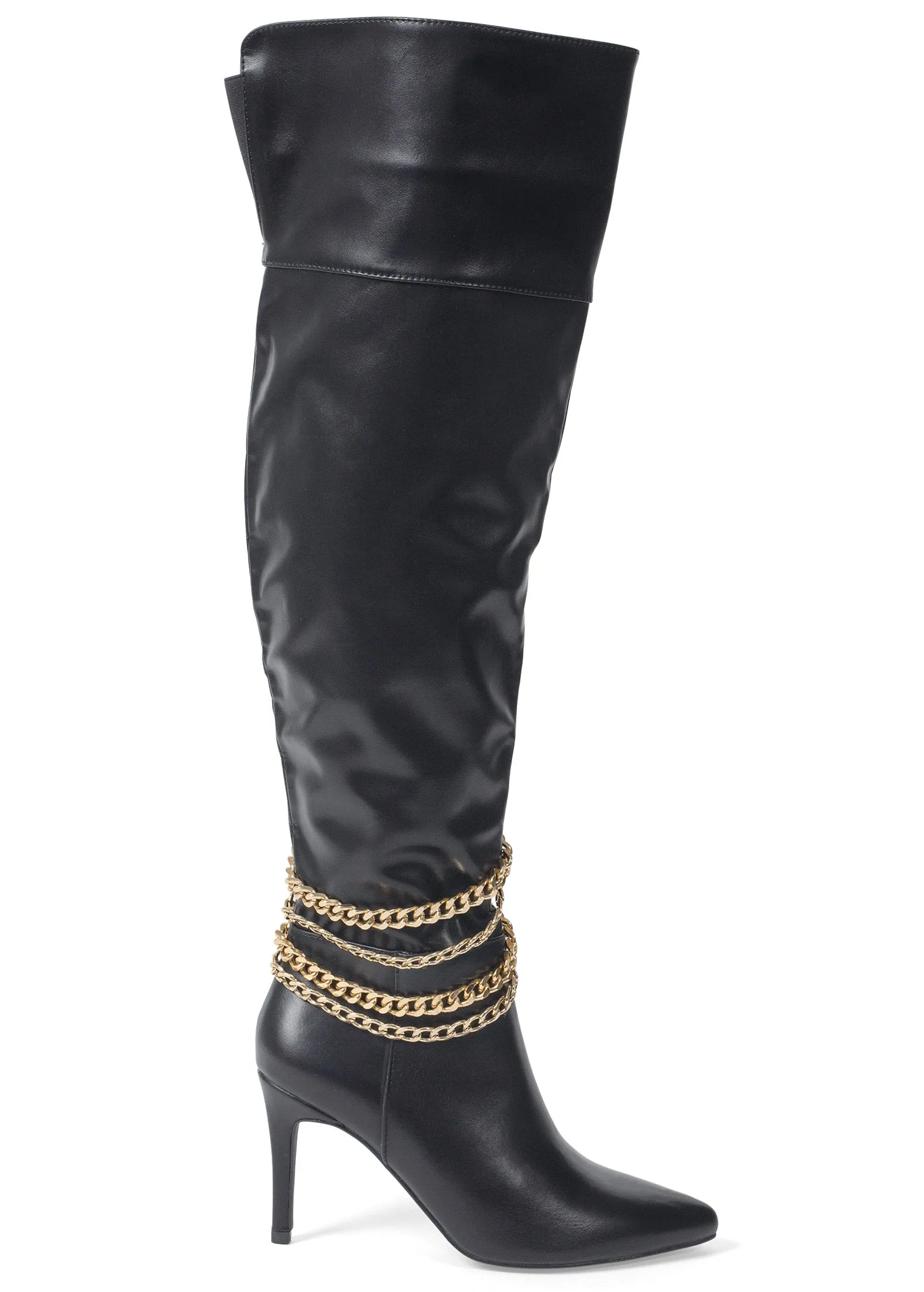 Chain High Heel Boots - Black