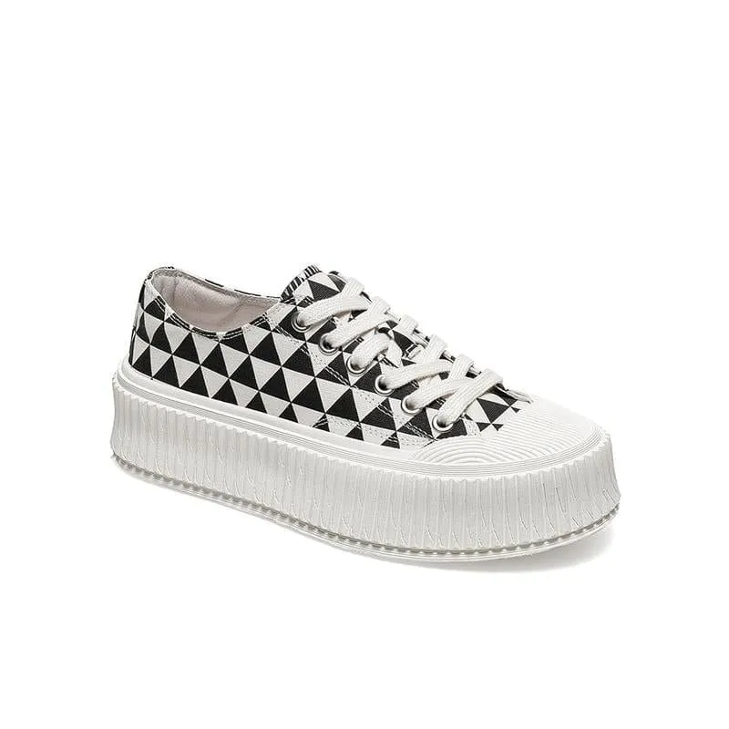 Checkerboard Lace-up Front Skate Shoes