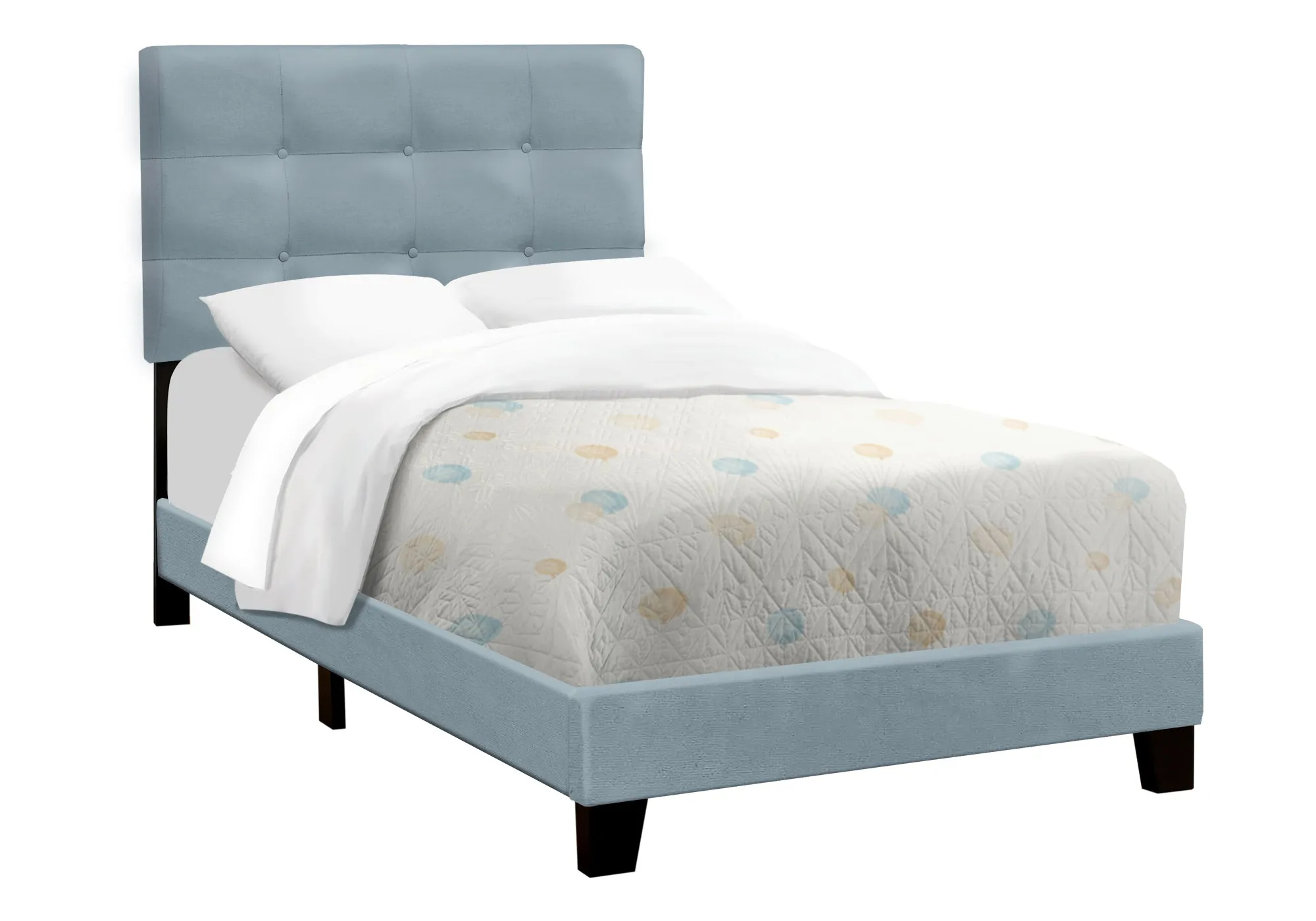 Chic Blue Velvet Twin Bed Frame