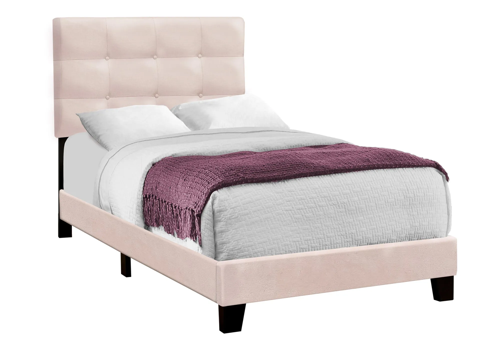 Chic Pink Velvet Twin Bed Frame