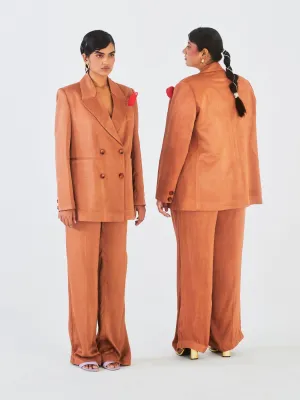 Chiku Orange Fibre Fabric Trouser Suit, Brown