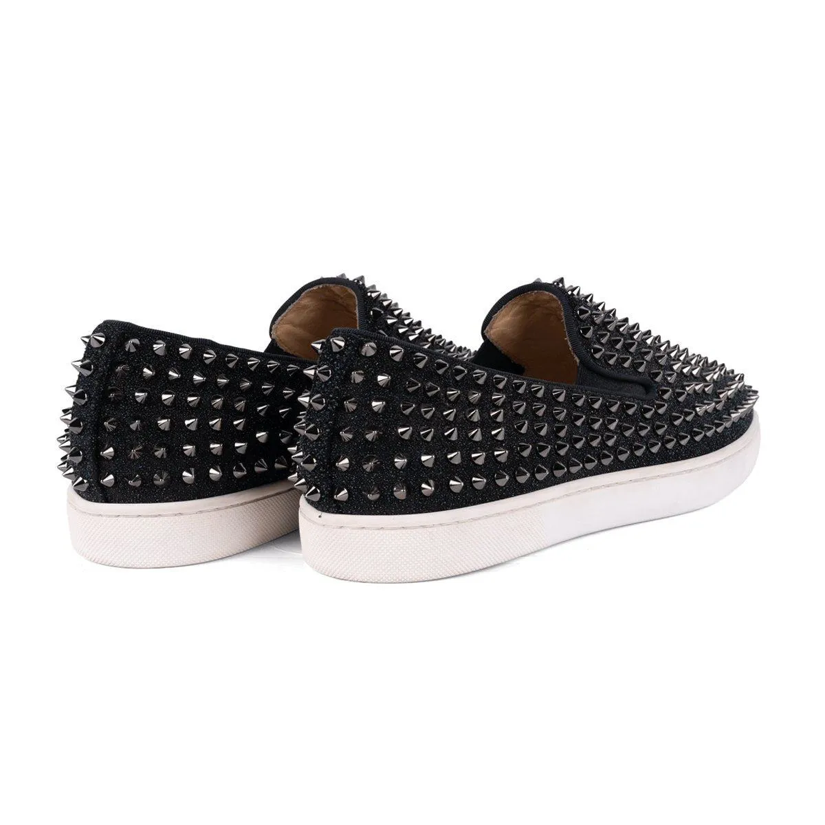 Christian Louboutin Louis Spikes Low-Top Sneakers Leather Black Colour For Men