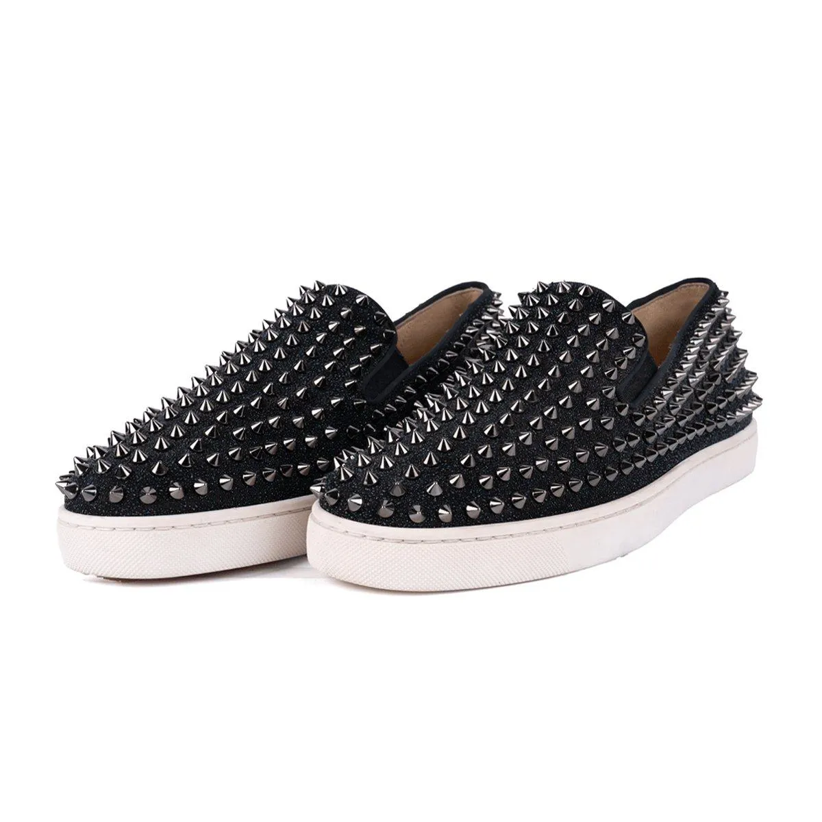 Christian Louboutin Louis Spikes Low-Top Sneakers Leather Black Colour For Men