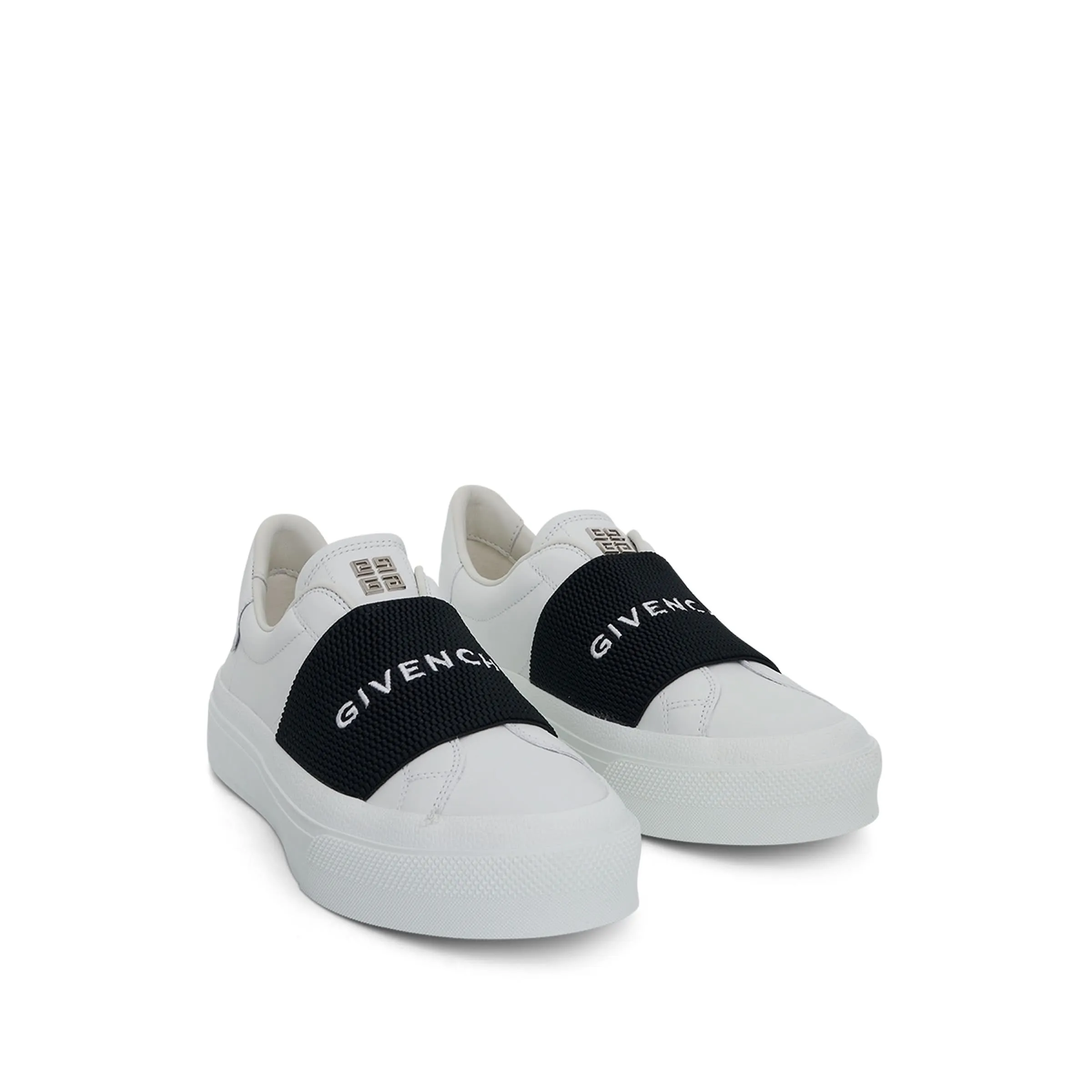 City Court Elastic Band Sneakers in White/Black